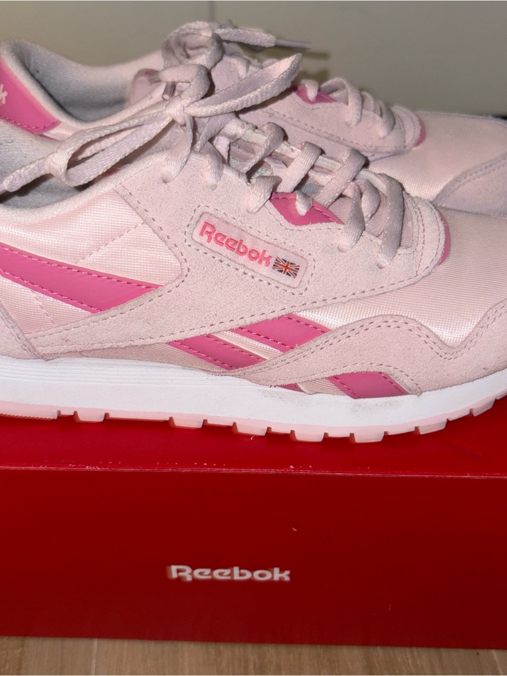 Reebok Light Pink and Hot Pink Retro Runner Sneakers